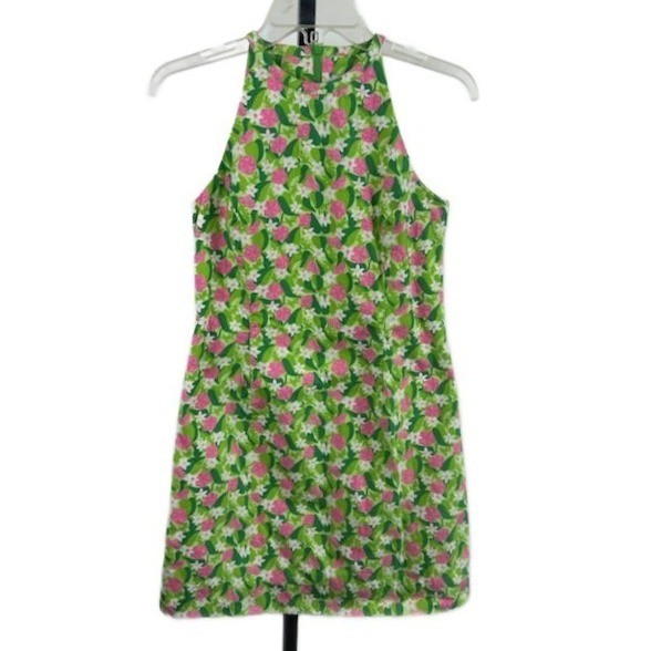 Lilly Pulitzer Women's Size 4 Pink Green Floral Halter Neck Dress