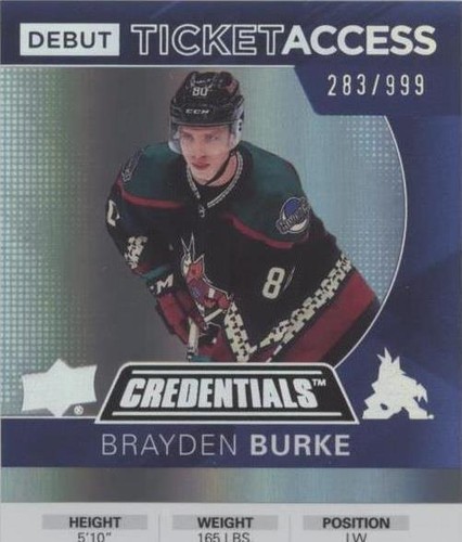 2021-22 Upper Deck Credentials - Brayden Burke #62