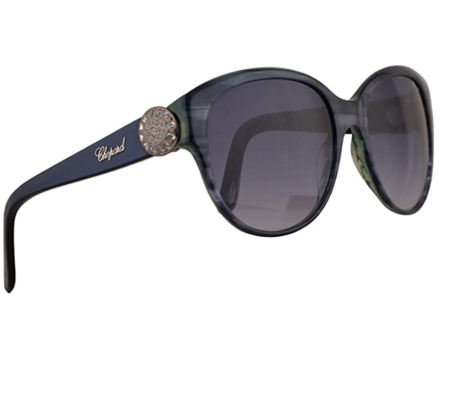 Pre-owned Chopard Sch185s Sunglasses Green Blue Striped W/blue Gradient Lens 55mm 0931 Sch
