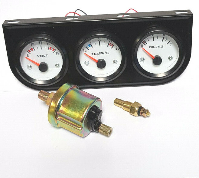 Zusatz Instrumente Zusatzanzeige Kombi Wassertemp. Öltemp. Öldruck 52mm weiß