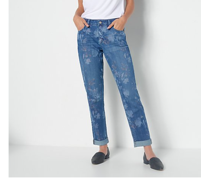 Laurie Felt Regular Classic Denim Floral Boyfriend Jeans