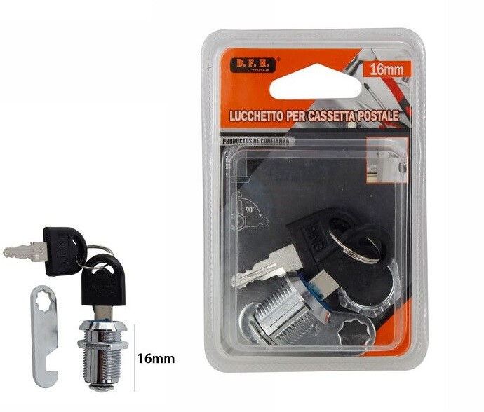 Cilindro Serratura Lucchetto Cassetta Postale Posta Armadio 2 Chiavi 16mm dfh