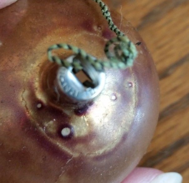 Vintage Unsilvered Hand Blown Glass Ball Ornament-Golden Brown-Germany