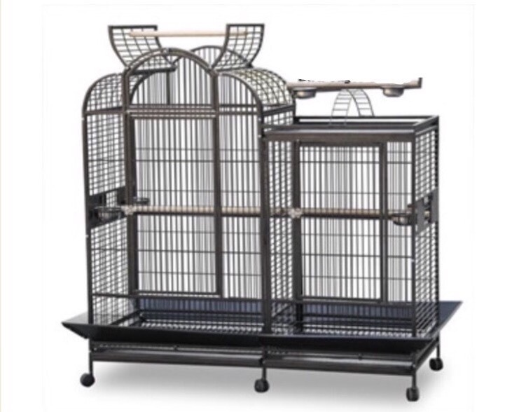 Extra Large Split Level Double Parrot Cage With Centre Divider (Grey