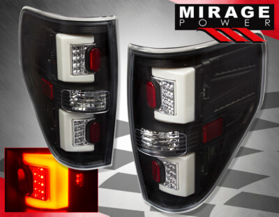 For 09-14 Ford F150 XLT STX FX2 FX4 Black LED Tube Style Rear Tail Brake Lights