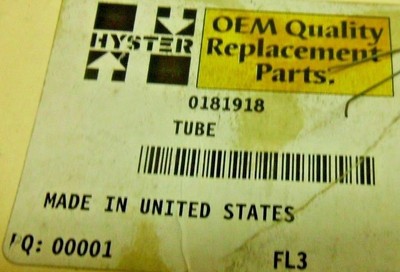 HYSTER Forklift HY0181918 TUBE HYDRAULIC LINE (Qty 3) #50264