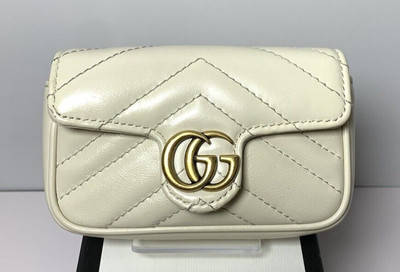 Gucci Mini Tan Leather Gold Hardware GG Marmont Bag 575161 w/Box