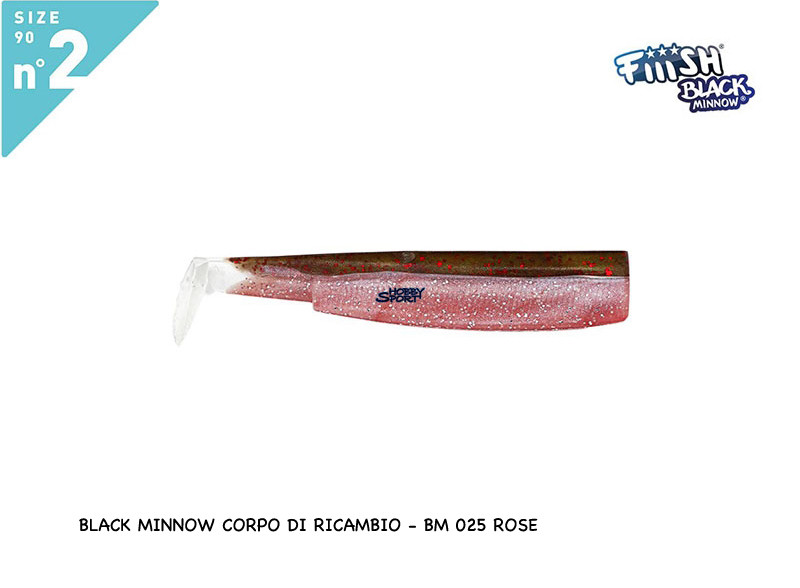 BLACK MINNOW FIIISH SIZE 2BM 025 COLORE ROSE  3 CORPS RICAMBIO 90 MM SPINNING