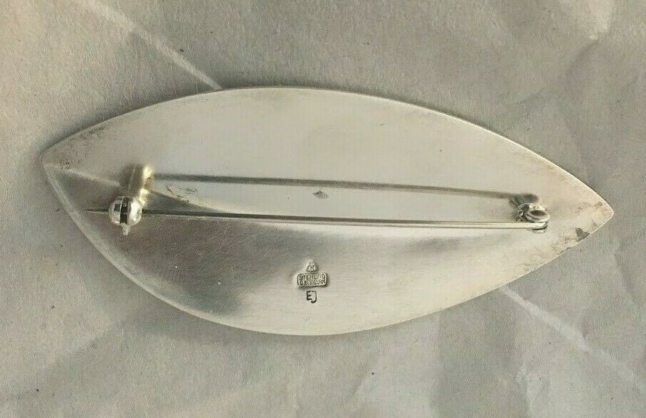 Vint STERLING Silver LEAF Pin / Brooch ANTON MICHELSEN EIGIL JENSEN Denmark Mod