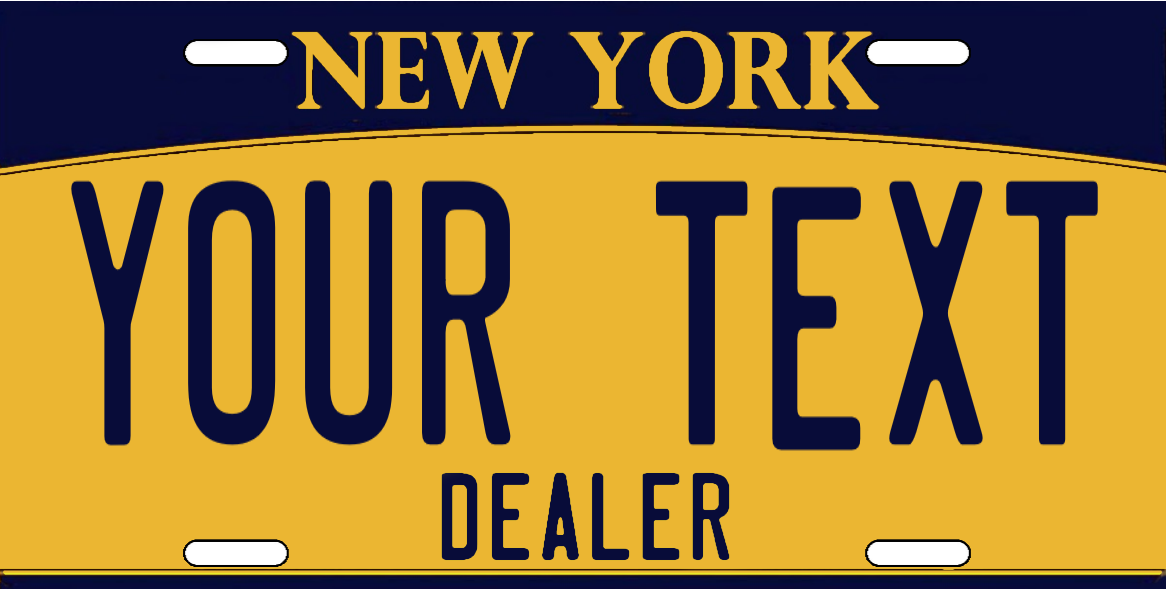 Text plate. New york license plate.