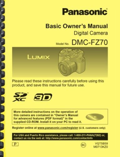 Panasonic Lumix DMC-FZ70 Camera BASIC OWNER