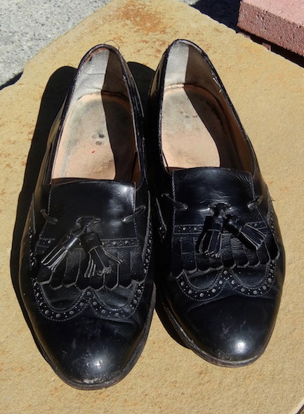 Vintage Tassel Fringe Top Loafers 10-1/2 D -Handsome Black Shoes 10.5D FREE SHIP