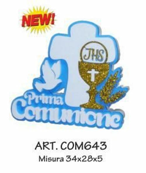 Decorazione Scritta In Polistirolo Prima Comunione Maschile 34x28x5cm bal