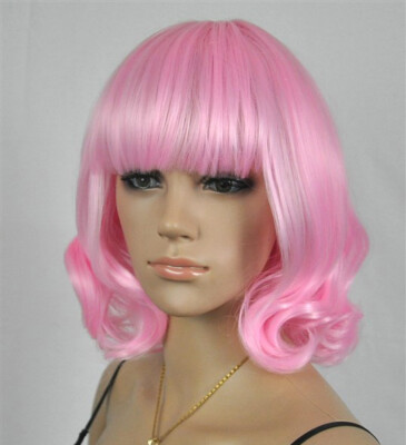 Hot Sell New Fashion Sexy Short Pink Curly Women Lady Cosplay Hair