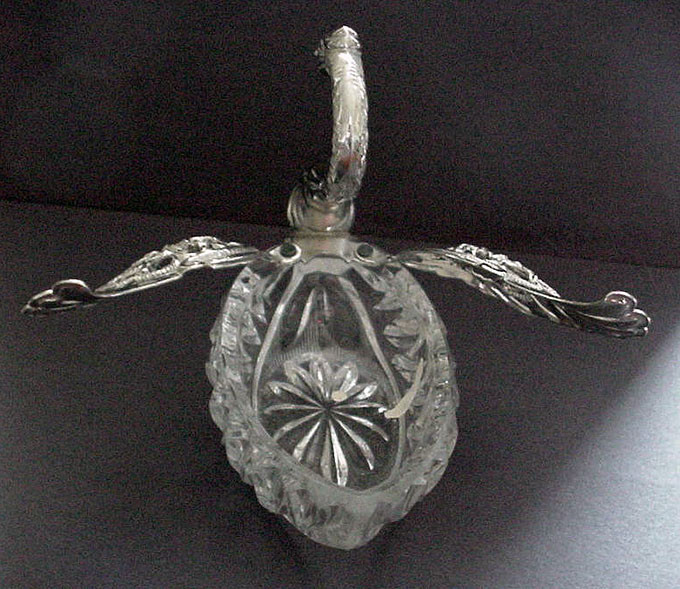 Lge Birks Primrose Silver and Crystal Swan Open Salt w/ Baby Swan