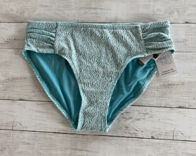 Women s Time And Tru Swimsuit Mid Rise Bikini Bottom 1X (16W-18W) Turquoise