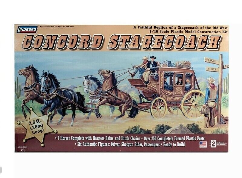 Level 2 | Lindberg Concord Stagecoach Western Cowboy 1:16 Scale Model Kit