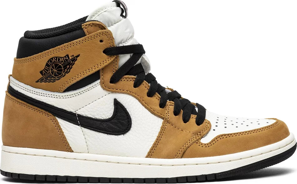 

Мужские размеры Nike Air Jordan 1 Retro High OG Rookie of the Year 555088-700, новинка, Golden harvest/black-sail, Nike Air Jordan 1