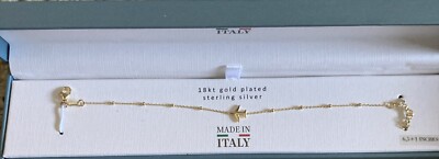 MIA FIORE .925 Sterling Silver Gold Tone Jet Airplane Bracelet~6.5 + 1 ~NIB!
