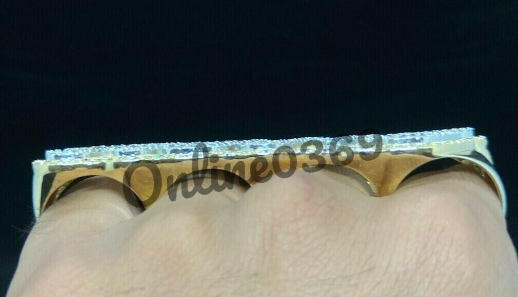 Pre-owned Online0369 2.35ct Rd Cubic Zirconia Mens Four Finger Custom Word Ring Silver Free Stud