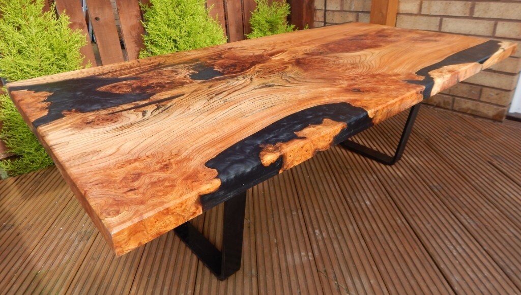 COFFEE TABLE EPOXY RESIN - SCOTTISH ELM SOLID HARD WOOD - FREE DELIVERY | in Gilmerton ...