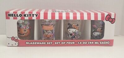 Sanrio Hello Kitty Shot Glass Halloween Glassware Set 1.5 oz Set Of 4 Glasses