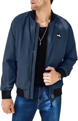 Elegancity Blue Men's Bomber Jacket Lightweight Windbreaker  Full-Zip size M 