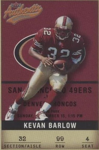 2002 Fleer Authentix Kevan Barlow #99