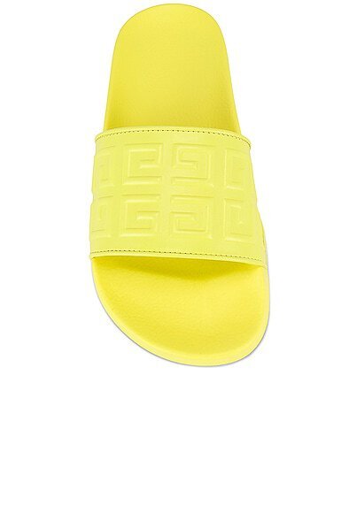 Pre-owned Givenchy $450 Men's  4g Logo Pool Slides Flat Sandals Slippers Yellow 9/42