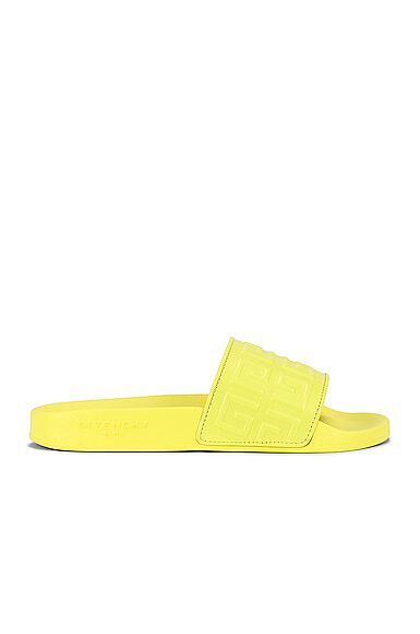 Pre-owned Givenchy $450 Men's  4g Logo Pool Slides Flat Sandals Slippers Yellow 9/42