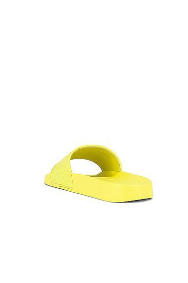 Pre-owned Givenchy $450 Men's  4g Logo Pool Slides Flat Sandals Slippers Yellow 9/42