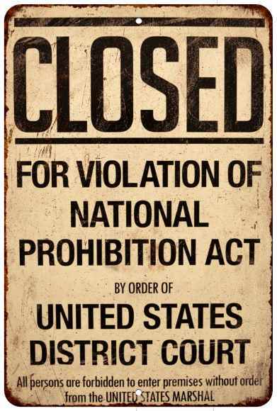 Closed Prohibition Vintage Retro Reproduction Bar Sign Speakeasy 108120067104