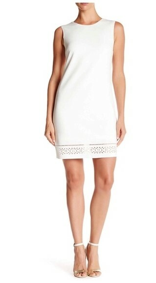 Andrew Marc New York 148299 Women's Sleeveless Laser Cutout Shift Dress Sz 14