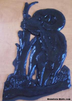 CONCRETE Cement Plaster BORDER ART STAMP RAM Bighorn Sheep 14'' Imprint MAT New 