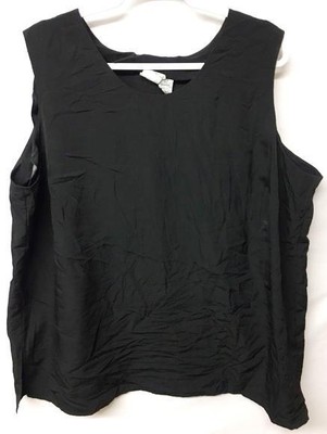Roaman's black circle neck women's sleeveless plus top 24W