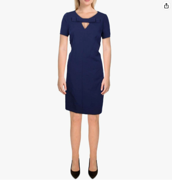Темно-синее эластичное платье-футляр ANNE KLEIN LBD 12 US