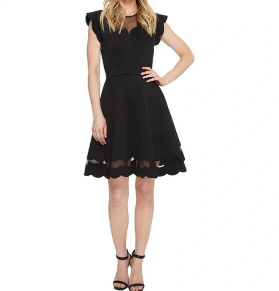 Черное прозрачное сетчатое платье Sharlot из неопрена для подводного плавания с гребешком и вырезами от TED BAKER, 0 0/2 XS