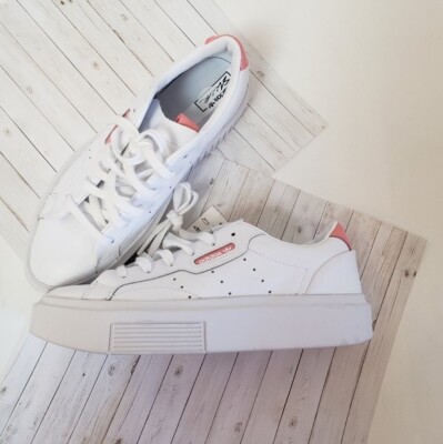 ADIDAS White Leather Sleek Super Sneakers Size 7.5