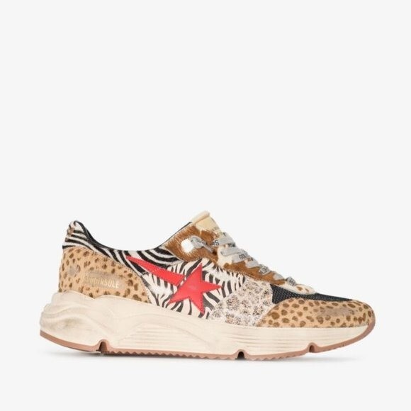 Pre-owned Golden Goose Running Sole Sneakers In Animal-print Pony Skin In Multicolor