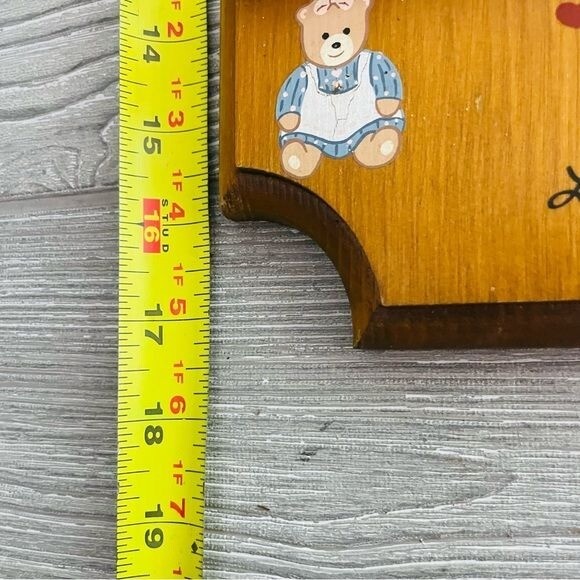 Vintage Wood Hand Made Perpetual Wall Calendar w/ bears and hearts missing parts