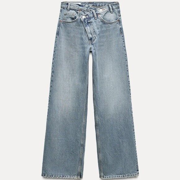 ZARA TRF HIGH RISE WIDE LEG CROSSOVER WAISTBAND JEANS | eBay ZARA TRF HIGH RISE WIDE LEG CROSSOVER WAISTBAND JEANS | eBay