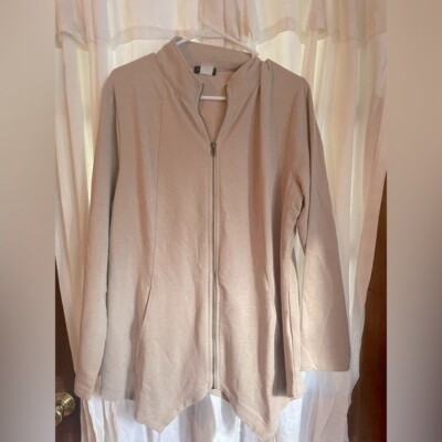 VENUS tan JACKET sharkbite hem TUNIC full zip pockets SIZE XL New