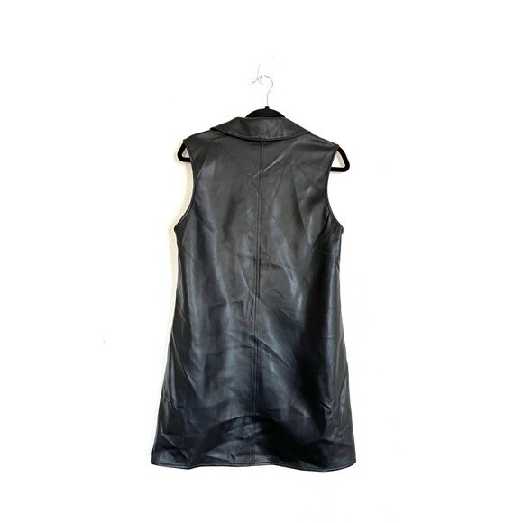 Pre-owned Alexander Wang T Alexander Wang.t Stretchy Collared Coated Mini Dress In Black Size Small