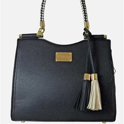 Bebe Black Vegan Leather Natalie Satchel Bag