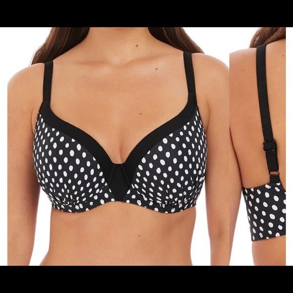 【a】Santa Monica ビキニ Santa Monica Black & White Plunge Bikini Top from Fantasie