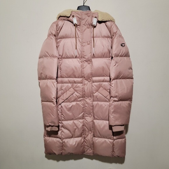 Pre-owned Coach Pink Puffer Jacket Size Small