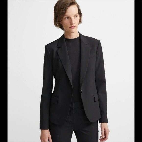 Теория женщин Sz 6 черная шерсть Gabe B портной Blazer