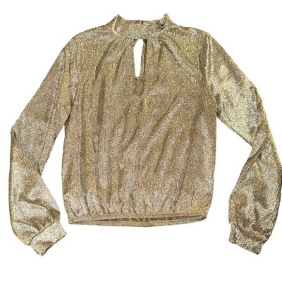 Express Golden Shimmer Blouse Cutout Front/Back NWT XS