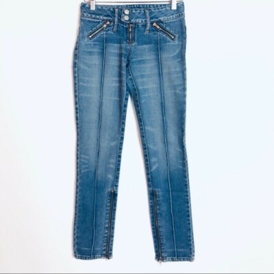 Vintage Jill Stuart Skinny Zipper Embellished Low Rise Jeans - Size 2