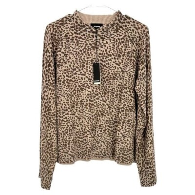Monrow | NWT L Large Leopard Print Sweater Mock Neck